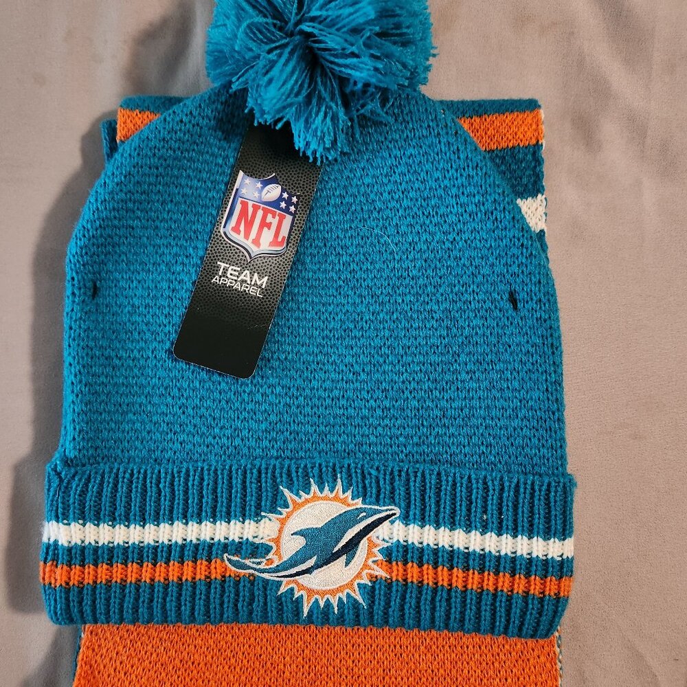 Miami Dolphins Skully Hat Cap & Scarf